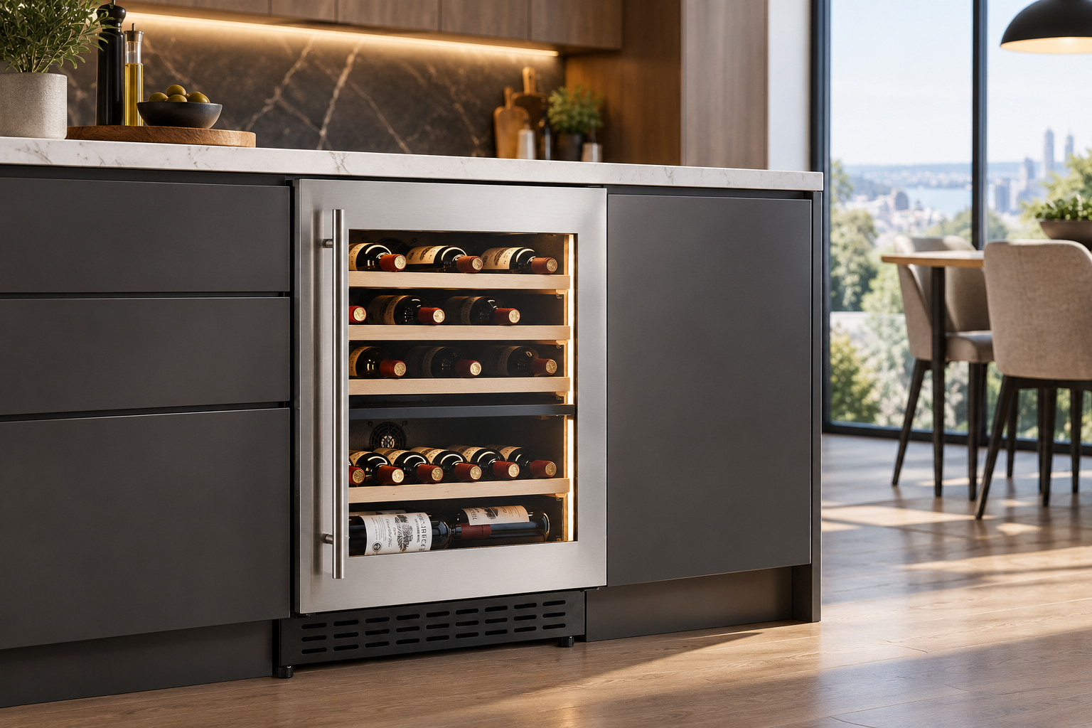 Shallow-depth Dual Zone Wine Cooler
