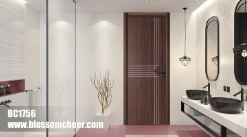 European Modern Groove Line WPC Waterproof Paint Free Finish Door For Apartment Project