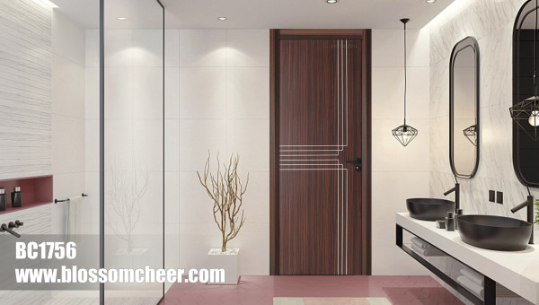 European Modern Groove Line WPC Waterproof Paint Free Finish Door For Apartment Project