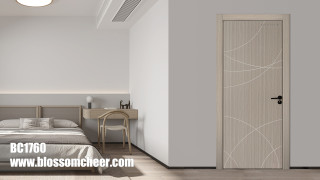 Southeast Asia Special Style Arc Groove Line WPC Waterproof Paint Free Finish Door