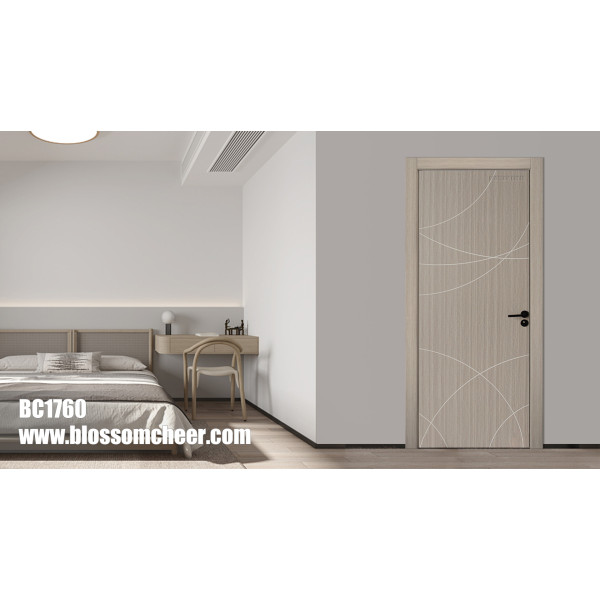 Southeast Asia Special Style Arc Groove Line WPC Waterproof Paint Free Finish Door