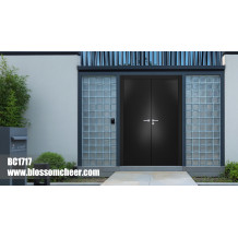 North American Modern Style Black Flat Wooden Lacquer Paint Entrance Door