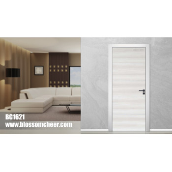 European Modern Metal Strip Wooden Melamine Paint Free Door For Apartment Project