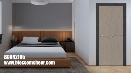 Chinese Style Modern Golden Metal Block Carbon Crystal Paint Free Wooden Door