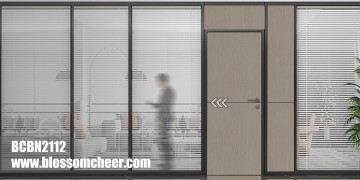 Chinese Style Popular Silver Strip Carbon Crystal Wooden Door For Office Project