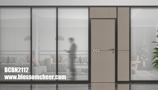 Chinese Style Popular Silver Strip Carbon Crystal Wooden Door For Office Project