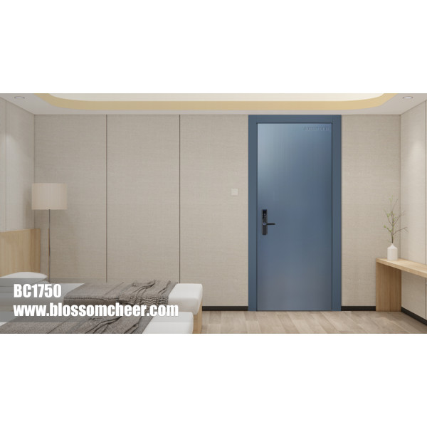 Nordic BLOSSOM CHEER Bright Blue Flat WPC Waterproof Door For Hotel Project