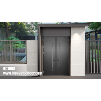 American Modern BLOSSOM CHEER Galvanized Steel Front Metal Door For Villa Project.