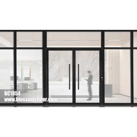 Chinese Modern BLOSSOM CHEER Aluminum Frame Glass Entry Door For Office Project