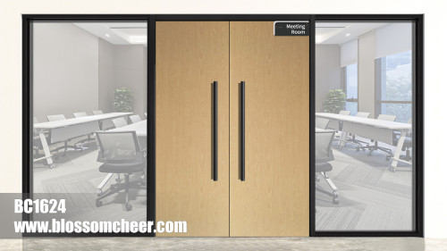 Chinese Traditional Flat HPL Wooden Fireproof Double Doors For Office Project
