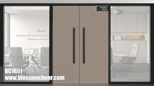 European Style Luxury Aluminum Carbon Crystal Wooden Double Door For Office Project