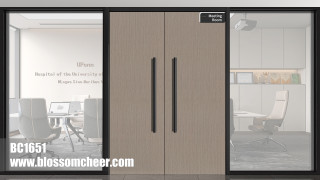 European Style Luxury Aluminum Carbon Crystal Wooden Double Door For Office Project