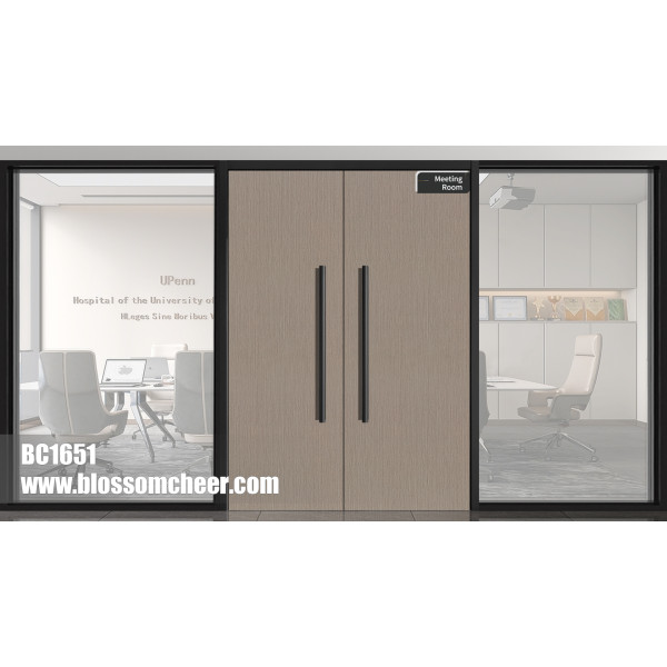 European Style Luxury Aluminum Carbon Crystal Wooden Double Door For Office Project