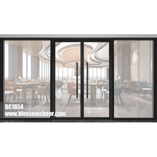European Modern Style BLOSSOM CHEER Aluminum Glass Double Door For Hotel Project