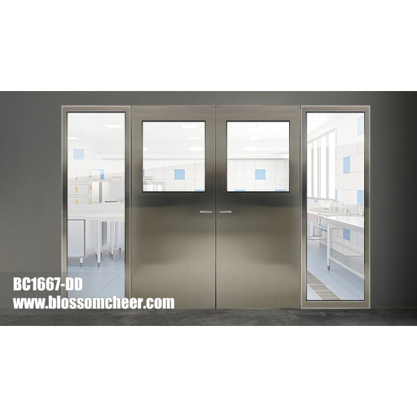 Chinese International Standard Stainless Steel Glass Double Door For Hotel Project