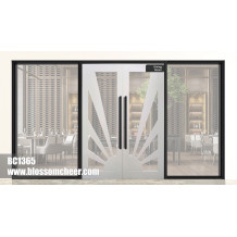 Middle East High-end Customize Wood Veneer Paint Glass Double Door For Hotel Project