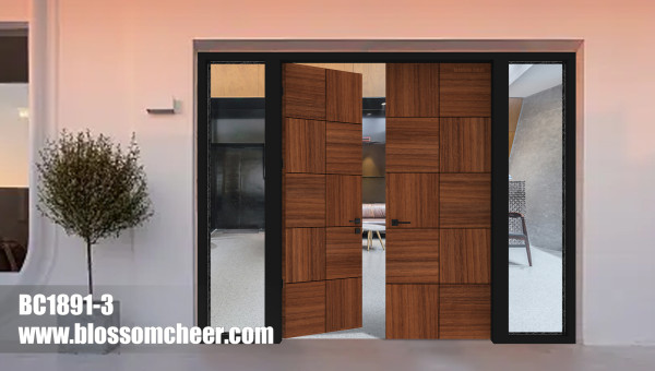 French Upscale Style Spliced Wood Veneer Paint Double Door For Villa Project