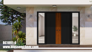 Porte en placage de bois peinte haut de gamme avec cadre en aluminium pour projet de villa