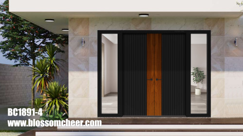 Porte en placage de bois peinte haut de gamme avec cadre en aluminium pour projet de villa