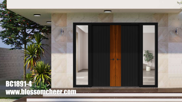 High-end Customize Wood Veneer Paint Door With Aluminum Frame For Villa Project