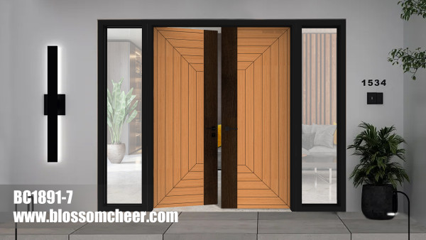 Middle East High-end Customize Linear Groove Line Wooden Door For Apartment Project
