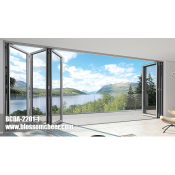 Nordic Minimalist Style Aluminum Alloy Glass Patio Folding Door For Hotel Project