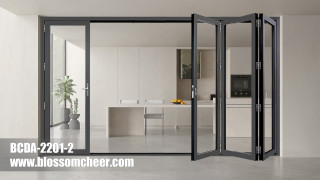 Modern Style Lightweight Aluminum Glass Terrace Folding Door For Apartment Project