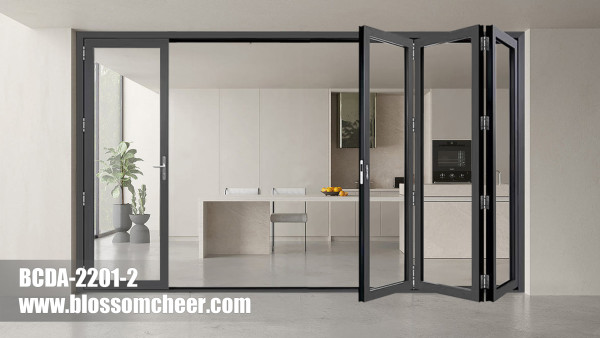 Modern Style Lightweight Aluminum Glass Terrace Folding Door For Apartment Project