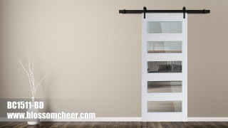 American High-end Custom Painted Wooden Glass Barn Door For Apartment Project