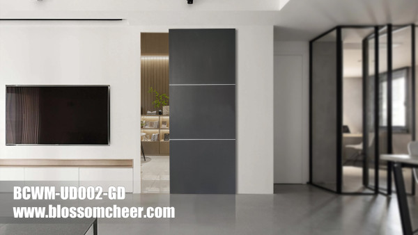 European Matte Grey Metal Strip Melamine Secret Ghost Door For Apartment Project