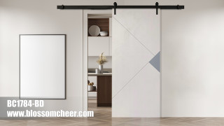 Modern Plate Carbon Crystal Flame Retardant Wooden Barn Door For Hotel Project