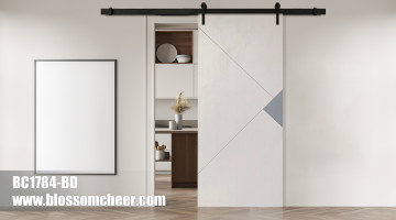 Modern Plate Carbon Crystal Flame Retardant Wooden Barn Door For Hotel Project