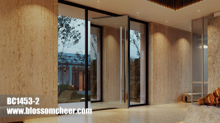 Chinese Garden Style Metallic Glossy Stainless Steel Pivot Door For Hotel Project