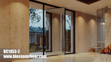 Chinese Garden Style Metallic Glossy Stainless Steel Pivot Door For Hotel Project