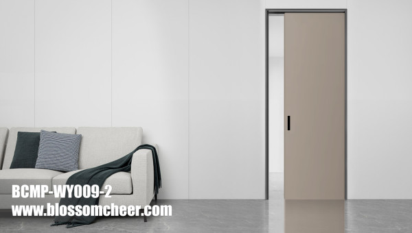 Chinese Modern Wall-mounted Pure Color Paint Pocket Door For Apartment Project