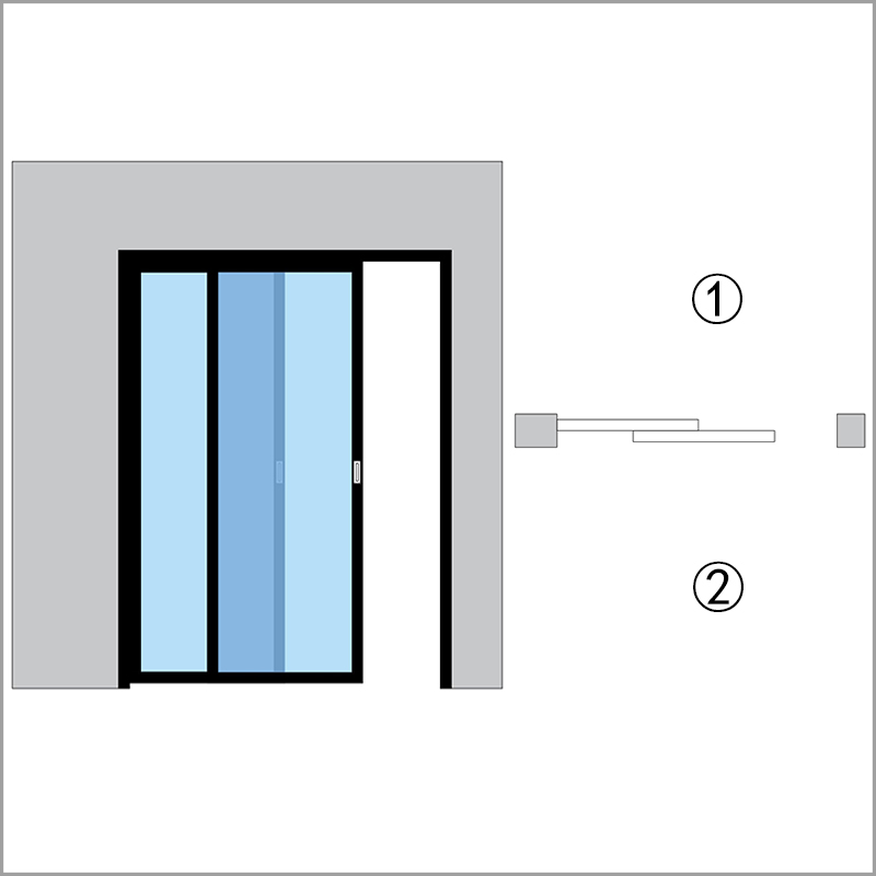 DS1=2 Tracks 2-Door Leaf, Right Leaf At Outside