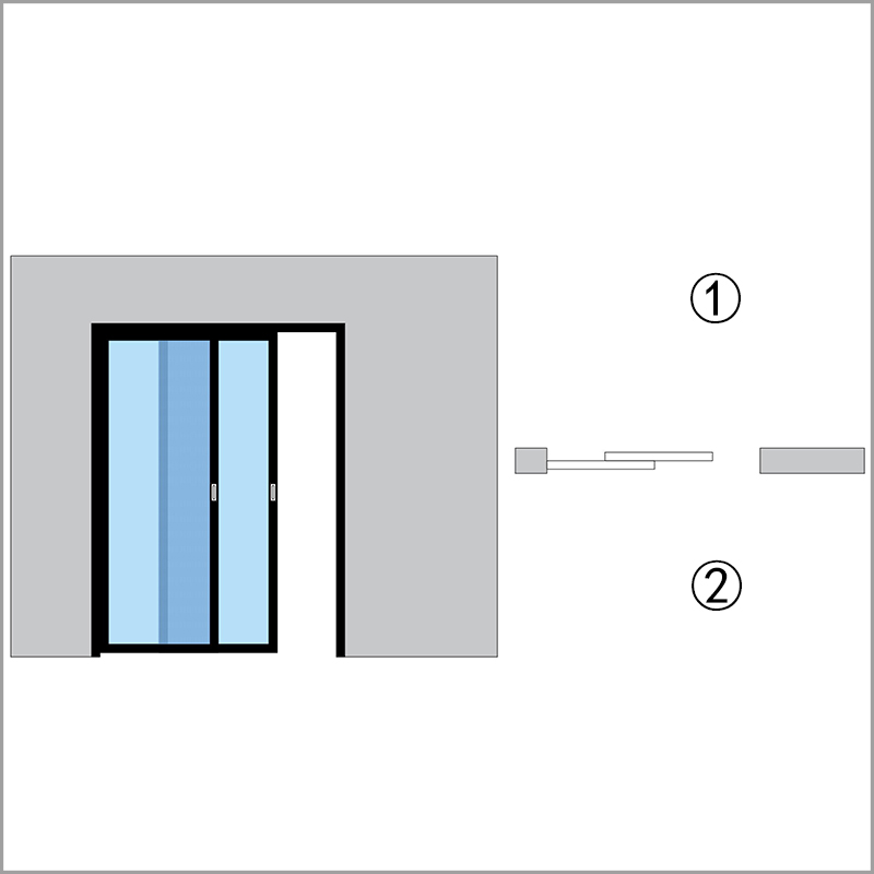 DS2=2 Tracks 2-Door Leaf, Left Leaf At Outside