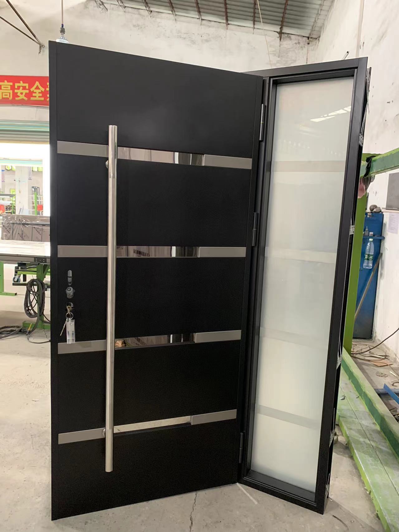 BC1591-Porte d'entrée en acier inoxydable haut de gamme sur mesure