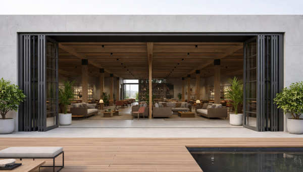 Выбор крупноформатных алюминиевых дверей: складные, раздвижные и входные системы для проектов.