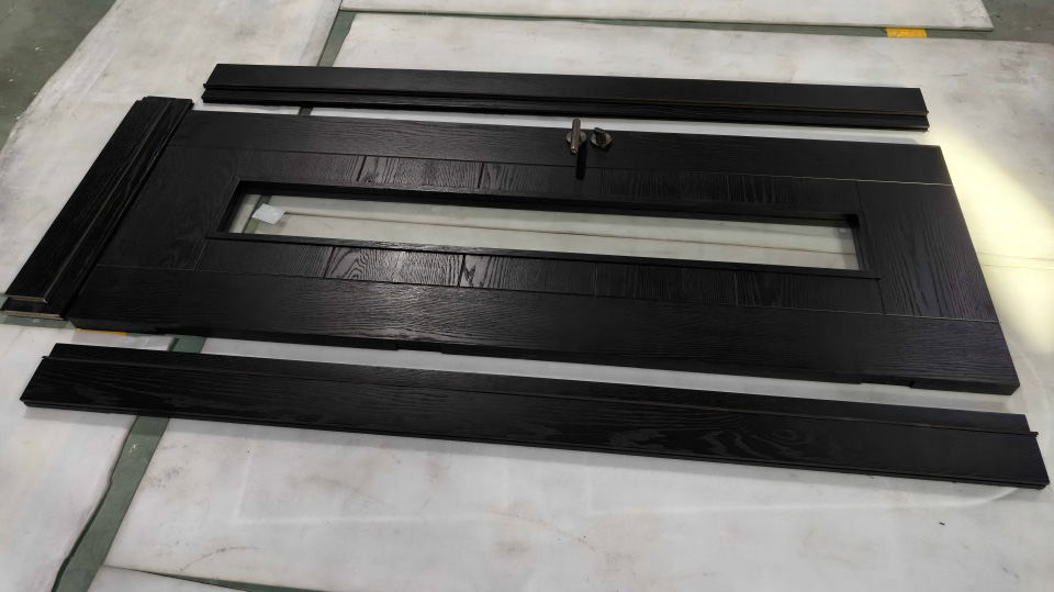 BC1709-High end custom wood skin paint door+glass