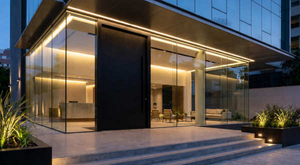 Spécification des portes d'entrée pivotantes pour les projets commerciaux : Guide d'approvisionnement