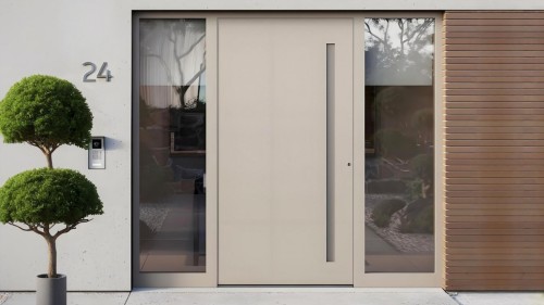 Armored Flat Panel Aluminum Entry Door for Office & Villa Projects | BLOSSOM CHEER