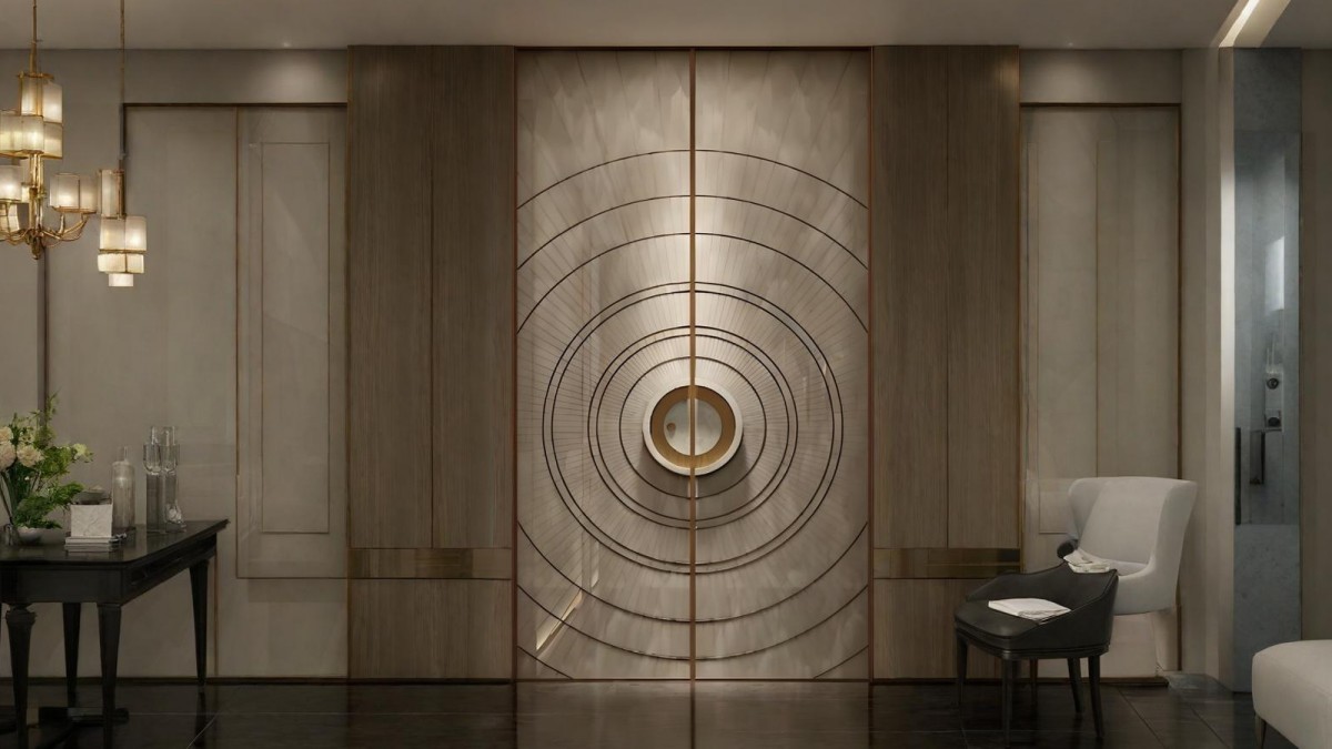 Luxury veneered cast aluminum entry door for a high-end project