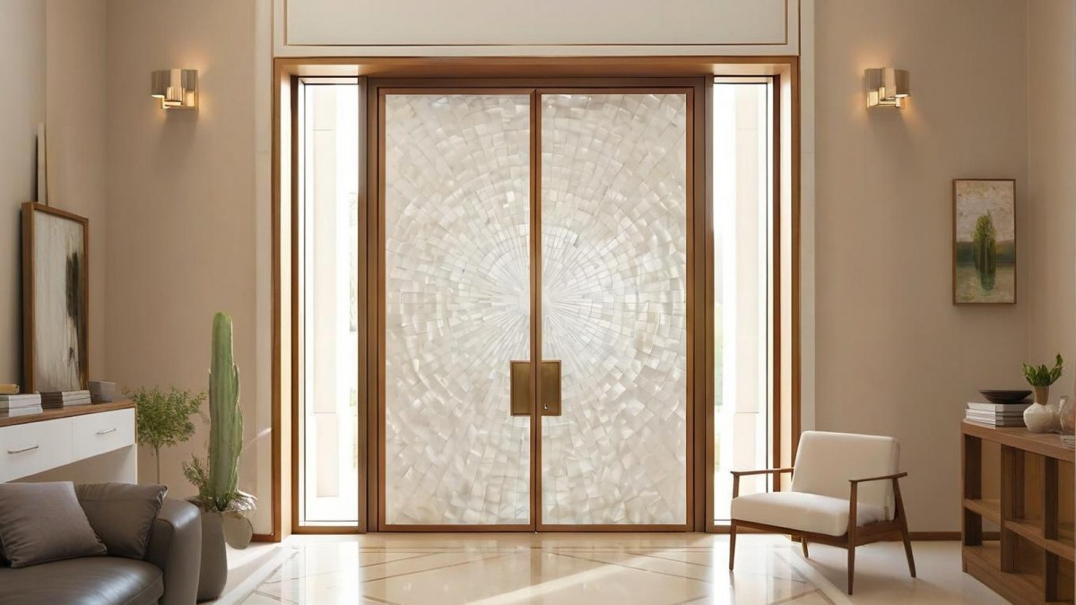 Project-matched veneer finish on armored aluminum front door
