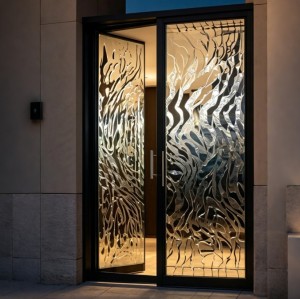 Luxury Veneer Cast Aluminum Entry Door | Shell & Wood Finish