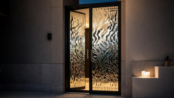 Luxury Veneer Cast Aluminum Entry Door | Shell & Wood Finish