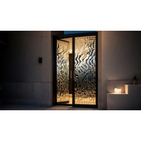 Luxury Veneer Cast Aluminum Entry Door | Shell & Wood Finish