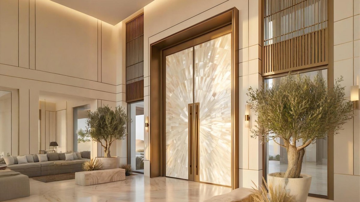 Decorative veneer cast aluminum door for luxury villa project