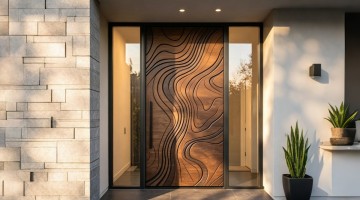Relief Engraved Cast Aluminum Entry Door | Custom CNC Pattern