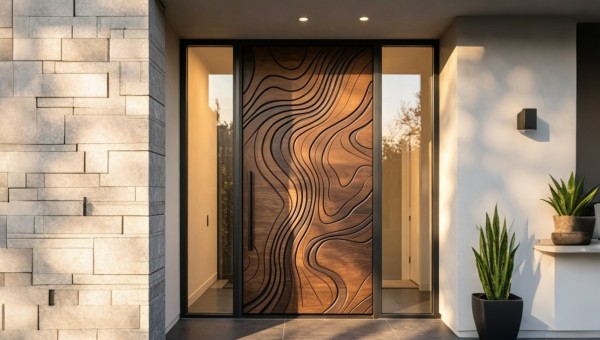 Relief Engraved Cast Aluminum Entry Door | Custom CNC Pattern